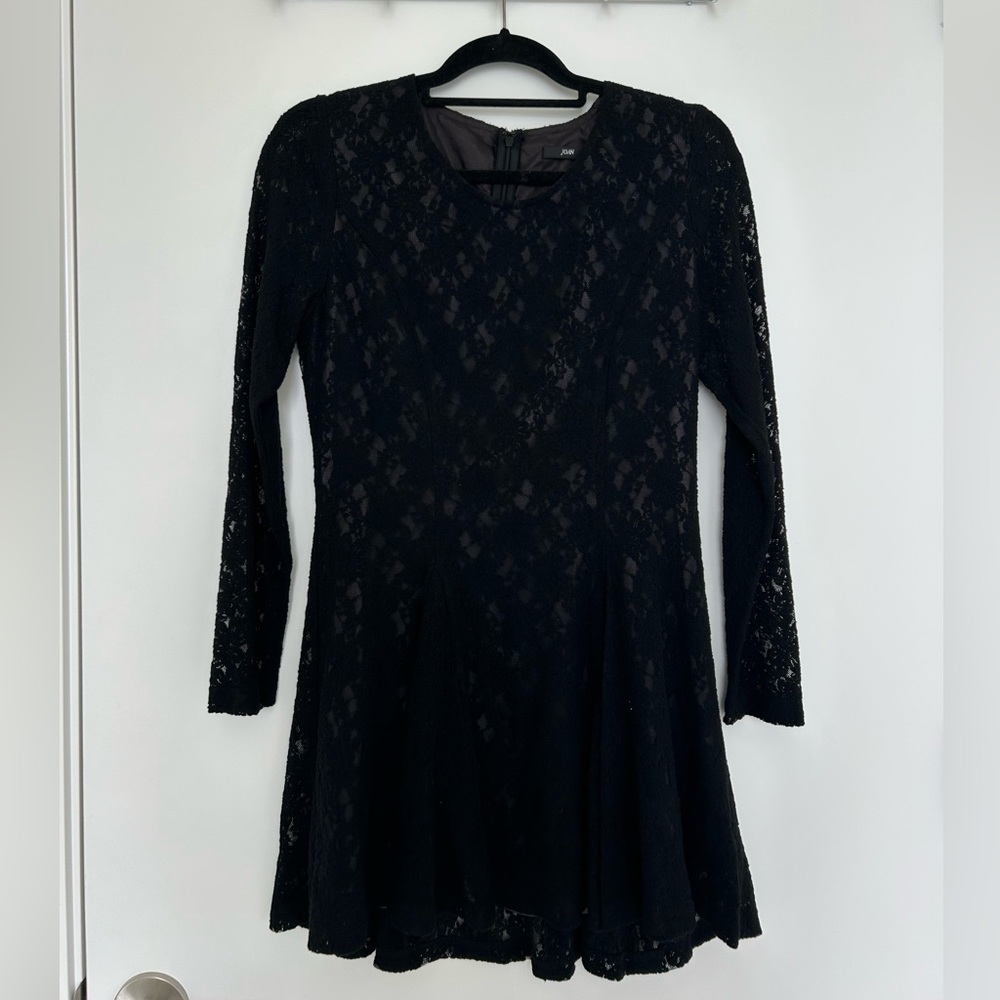 [NEW] Black Fit and Flare Long Sleeve Cocktail Dress